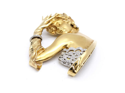 D0.08ct K18/Pt900 23.4g Brooch 