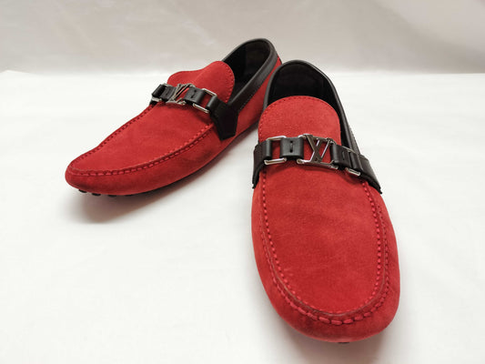 LOUIS VUITTON Driving Shoes Size 8 2015 Suede Red Other Shoes