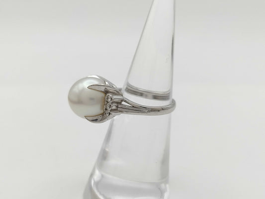 Pearl, diameter approximately 11.6mm, D0.13ct, Pt900, 8.3g, Ring 