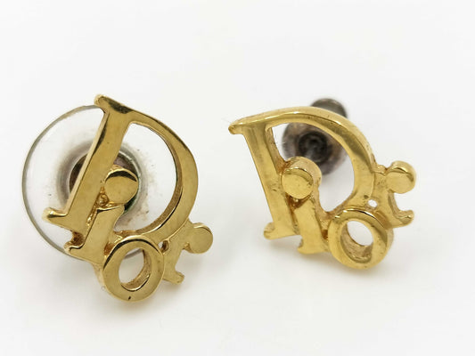 (10461_0352) Dior Logo Gold Earrings Earrings