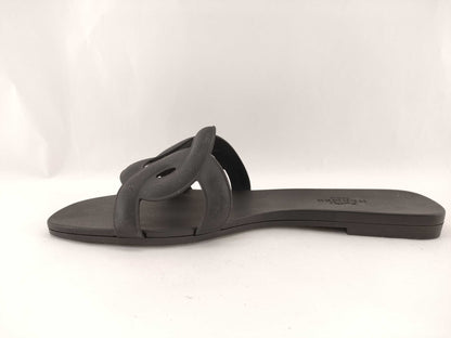 HERMES Aloha Chaine d'Ancre Black Sandals