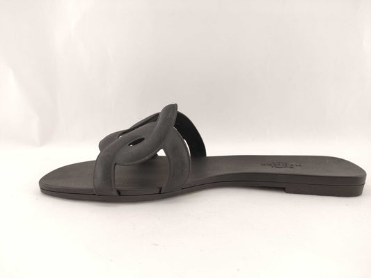 HERMES Aloha Chaine d'Ancre Black Sandals