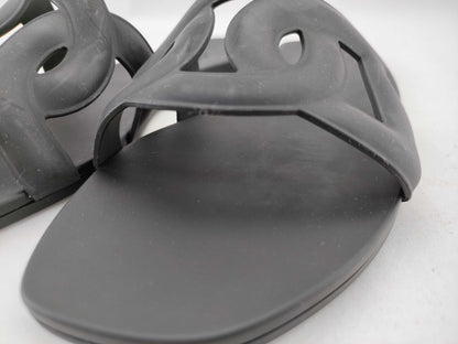 HERMES Aloha Chaine d'Ancre Black Sandals