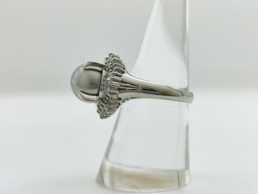 Pearl diameter: approx. 10.0mm, D0.50ct, PT900, 12.7g, Ring 