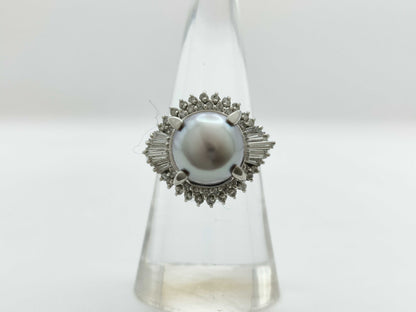 Pearl diameter: approx. 10.0mm, D0.50ct, PT900, 12.7g, Ring 