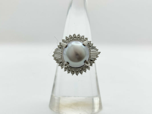 Pearl diameter: approx. 10.0mm, D0.50ct, PT900, 12.7g, Ring 