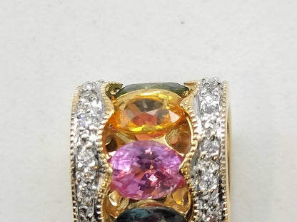Colored Stone Multi Diamond K18 2.4g Pendant Top 