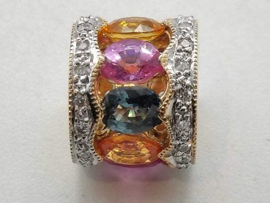 Colored Stone Multi Diamond K18 2.4g Pendant Top 