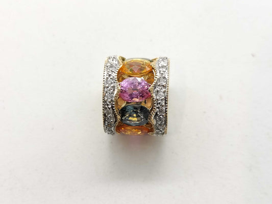 Colored Stone Multi Diamond K18 2.4g Pendant Top 