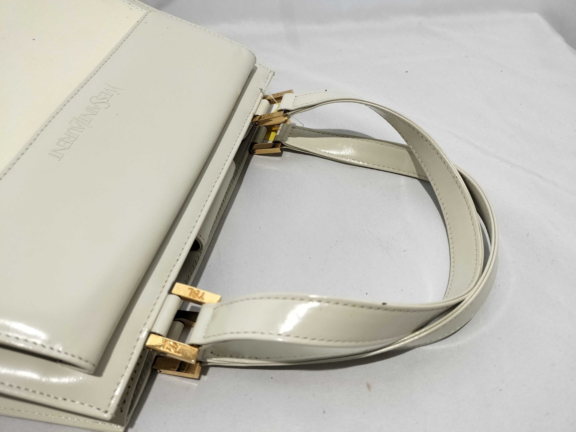 Yves Saint Laurent Vintage Leather Gold Logo Handbag