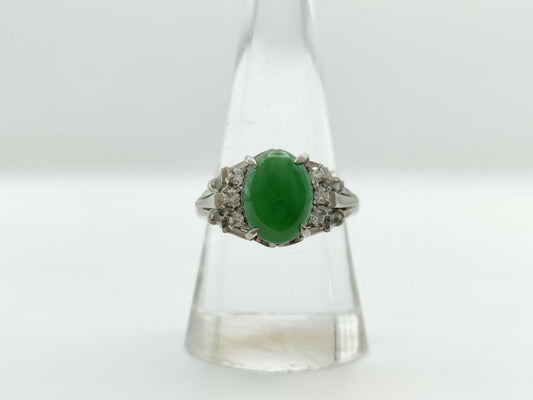 Jade 2.74ct D0.14ct Pm 9.1g Ring 