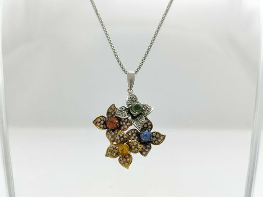 Colored Stone Multi 2.21ct D0.53ct K18WG 8.9g Necklace 