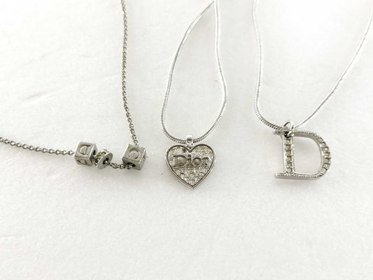 Dior Silver Color Necklace 3-Piece Set Necklace