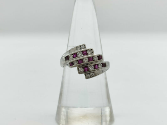 Ruby and Diamond PT900 Ring 5.7g 