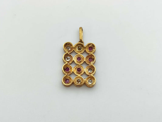Ruby and Diamond 18K Gold Pendant Top 