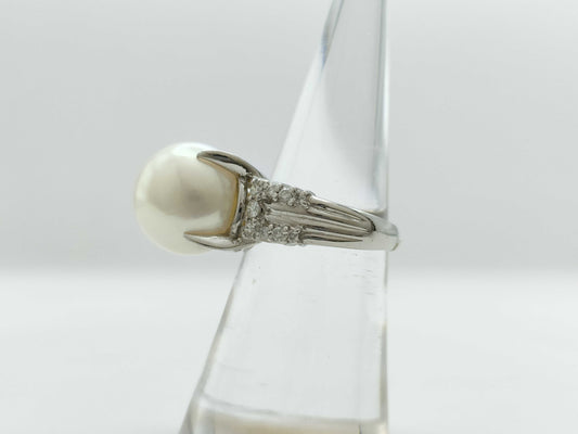 South Sea Pearl, Diameter: Approx. 12.5mm, D0.35ct, PT900, 9.4g, Ring 