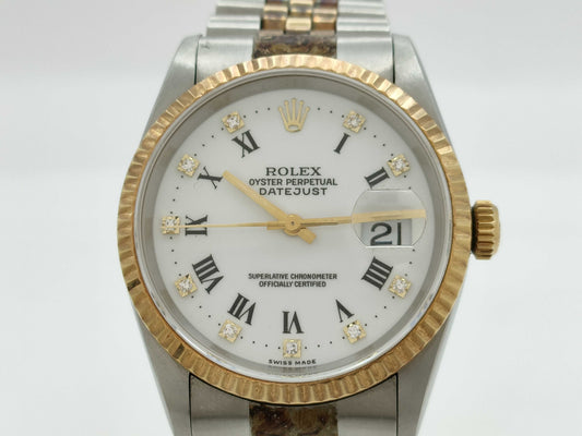 ROLEX 16233G T632143 White Roman Boys' Watch