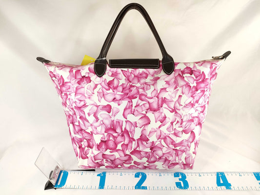 LONG CHAMP Pliage S Hand Canvas Floral Print Tote Bag