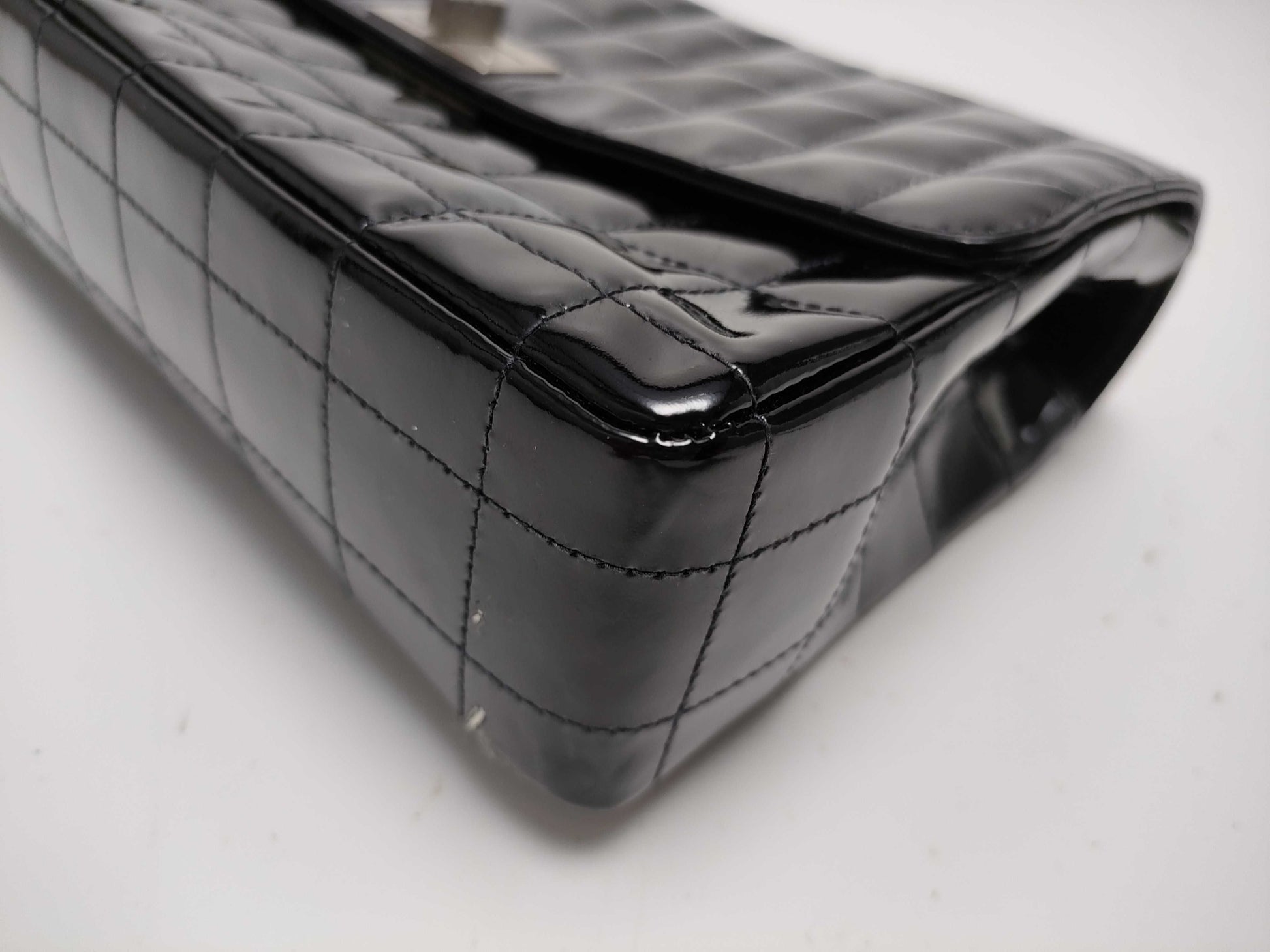 CHANEL Chocolate Bar 2.55 Enamel Silver Hardware Shoulder Bag