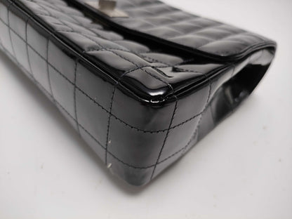 CHANEL Chocolate Bar 2.55 Enamel Silver Hardware Shoulder Bag