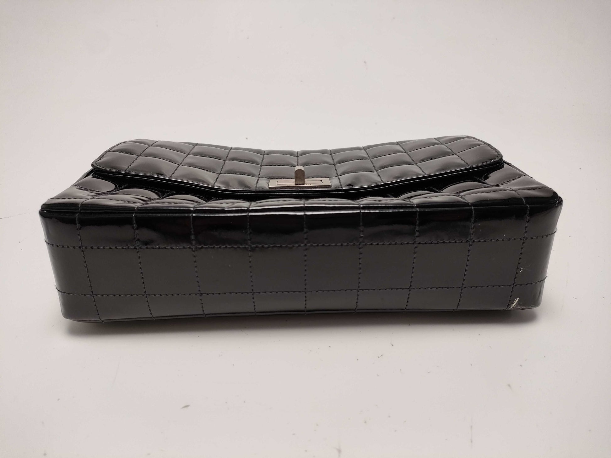 CHANEL Chocolate Bar 2.55 Enamel Silver Hardware Shoulder Bag