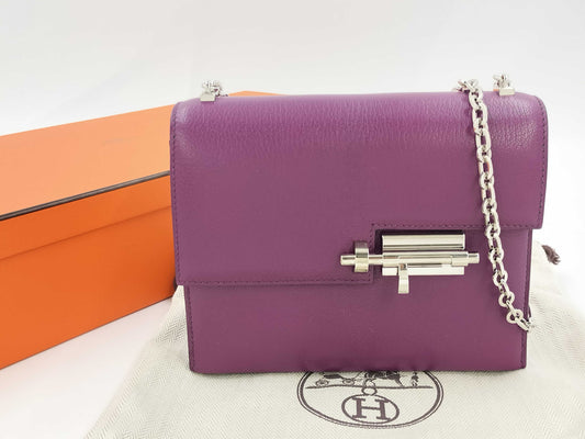 HERMES Velu Anemone Silver Hardware D Engraved Shoulder Bag