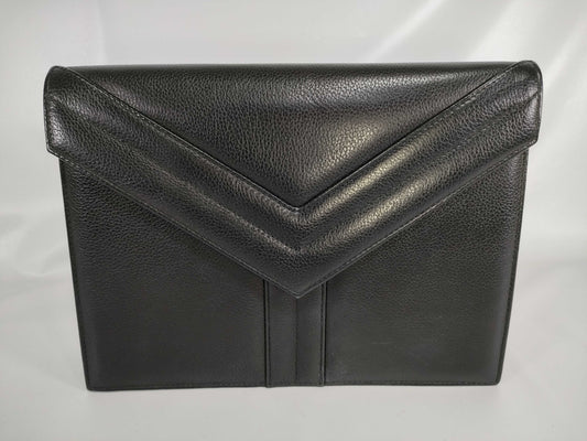 Yves Saint Laurent Leather Second Black Clutch Bag