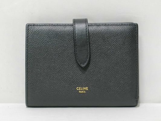 CELINE Leather Bifold Wallet Black Wallet