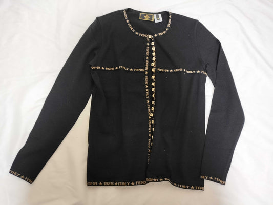 FENDI Knit Top Cardigan Logo Top