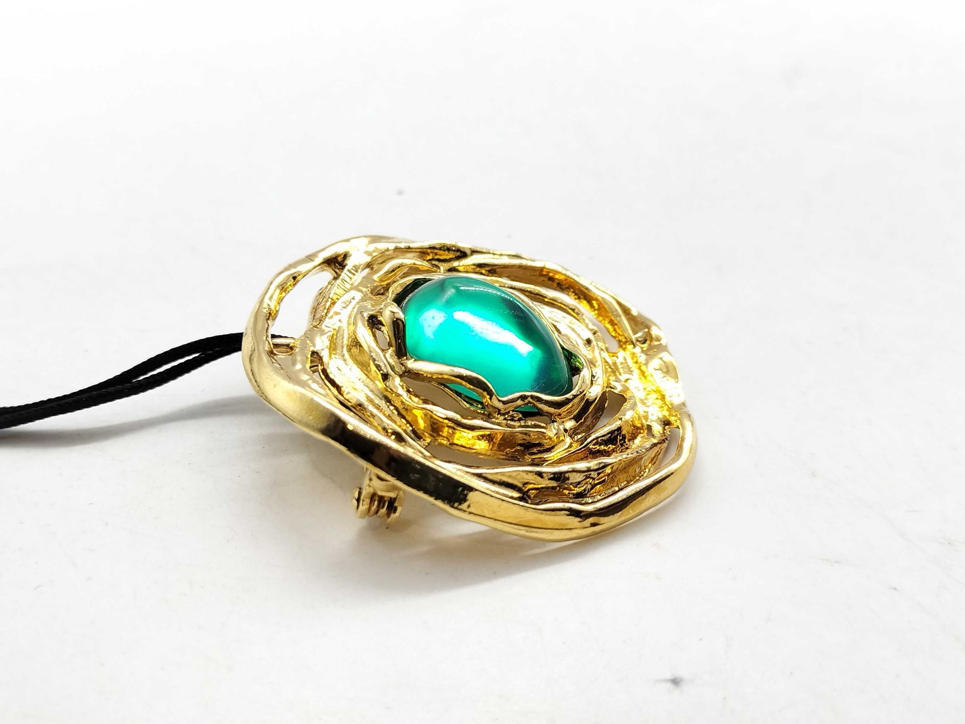 Yves Saint Laurent Vintage Gold Color Stone Brooch