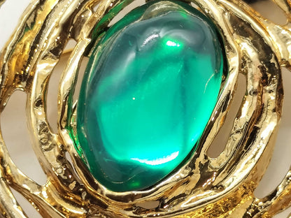 Yves Saint Laurent Vintage Gold Color Stone Brooch