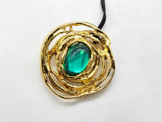 Yves Saint Laurent Vintage Gold Color Stone Brooch