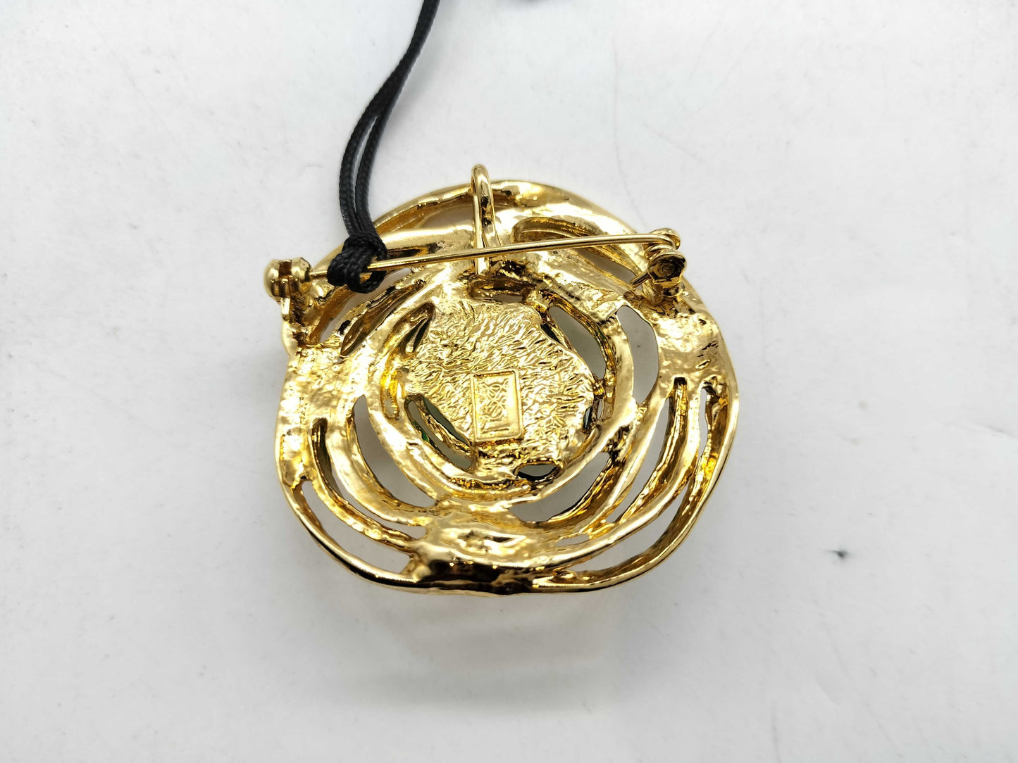 Yves Saint Laurent Vintage Gold Color Stone Brooch