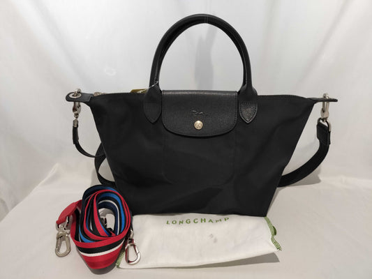 LONG CHAMP Pliage/2WAY/Black/Includes 2 Spare Straps Shoulder Bag