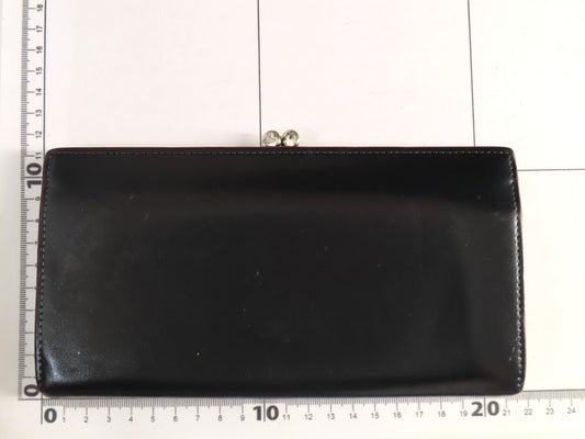 Vivienne Westwood Leather Long Wallet with Clasp Closure, Black