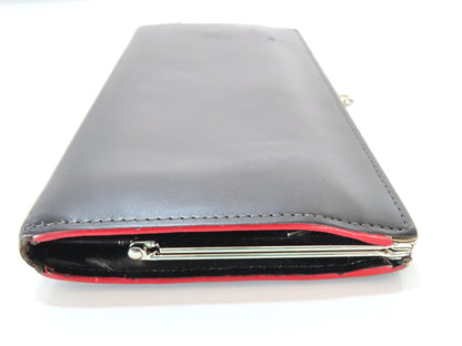  Vivienne Westwood Leather Long Wallet with Clasp Closure, Black