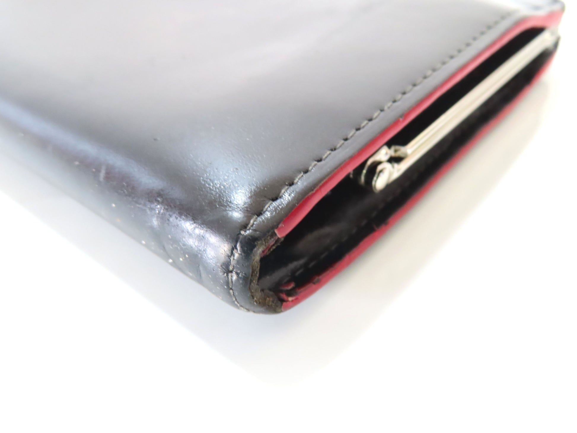  Vivienne Westwood Leather Long Wallet with Clasp Closure, Black