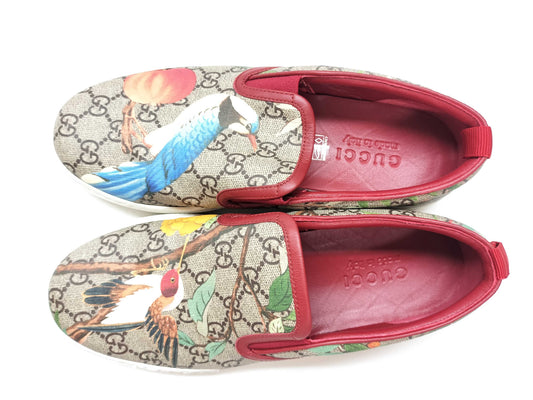 GUCCI 427077 GG x Bird x Plant Design Slip-On Loafers