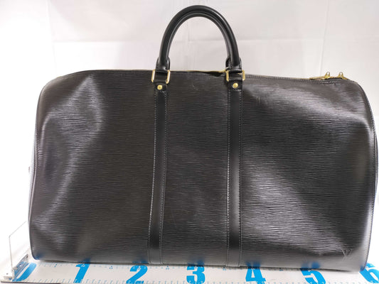 LOUIS VUITTON Epi Keepall Noir Boston Bag with Padlock