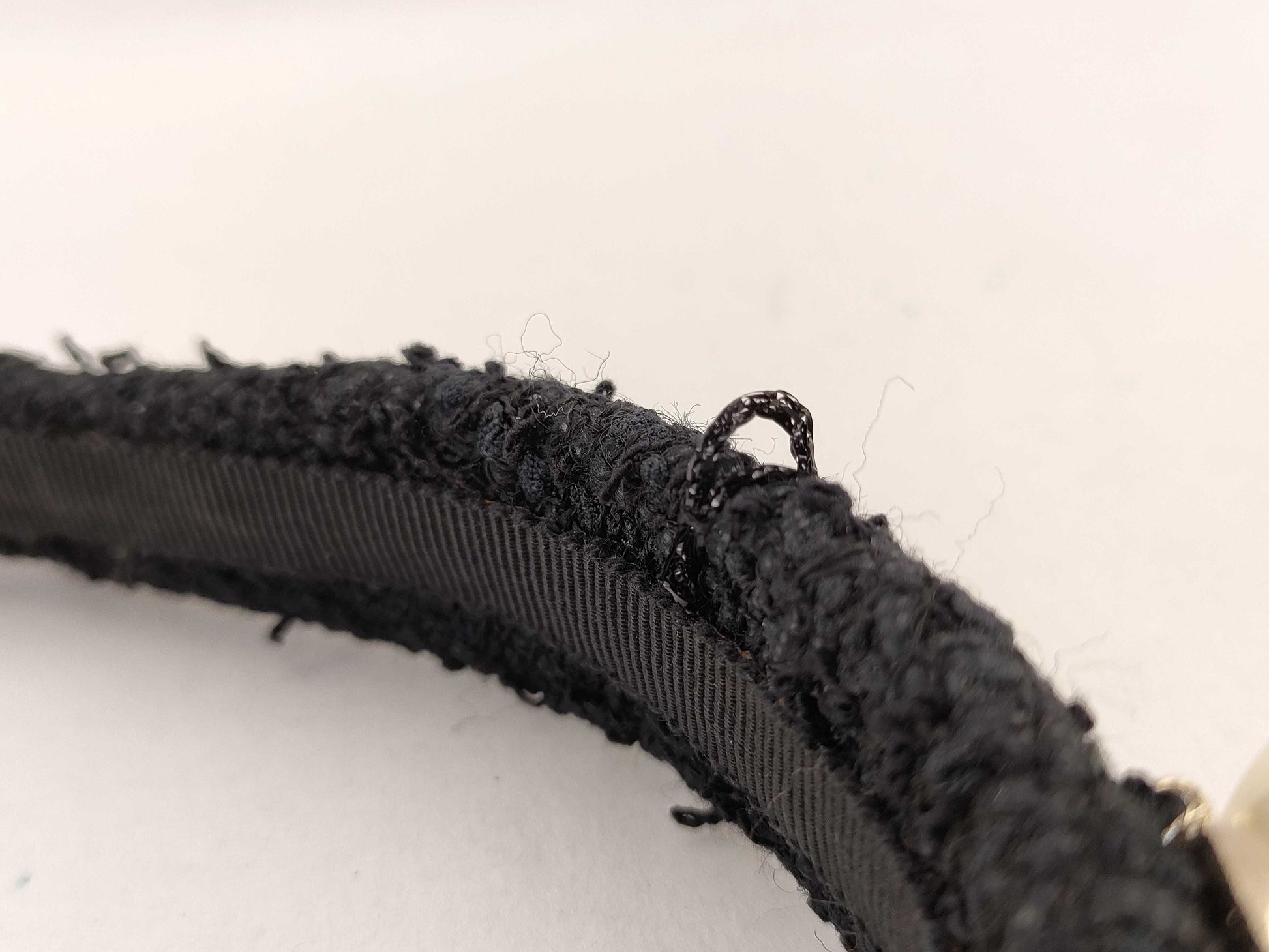CHANEL Tweed Pearl Headband Hair Accessory