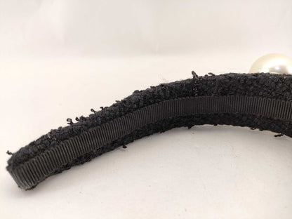 CHANEL Tweed Pearl Headband Hair Accessory