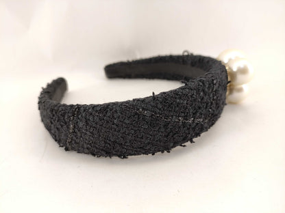 CHANEL Tweed Pearl Headband Hair Accessory
