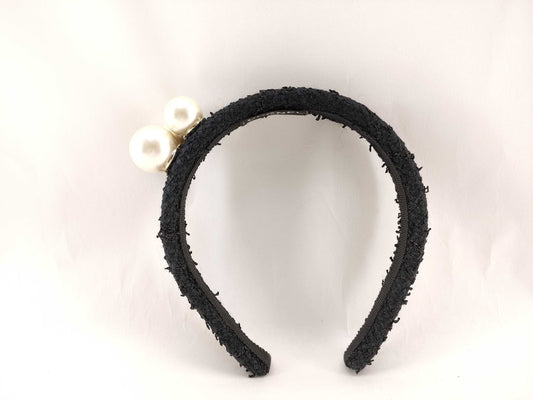 CHANEL Tweed Pearl Headband Hair Accessory