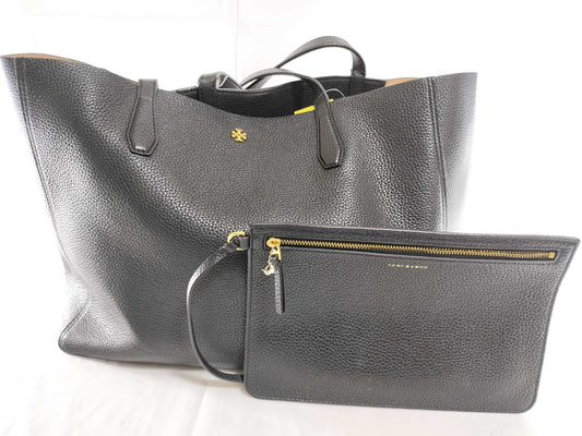Tory Burch Leather Tote Black Tote Bag