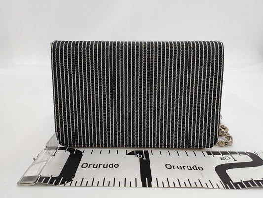 CHANEL Chain Wallet Stripe Shoulder Bag