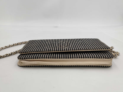 CHANEL Chain Wallet Stripe Shoulder Bag