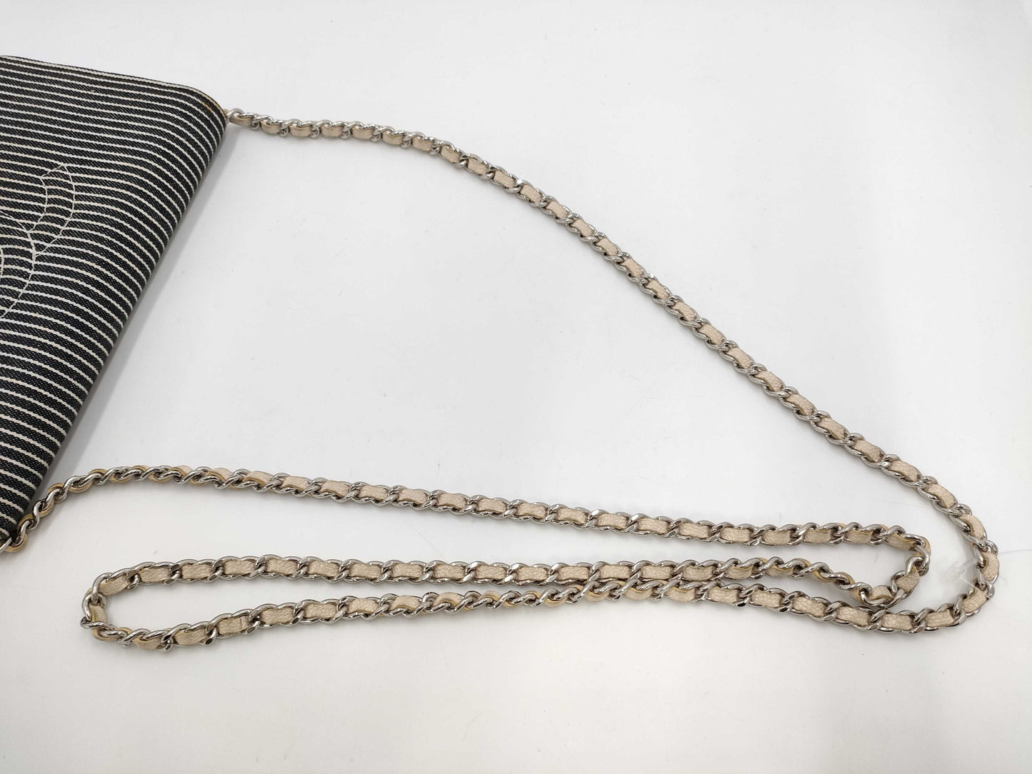 CHANEL Chain Wallet Stripe Shoulder Bag