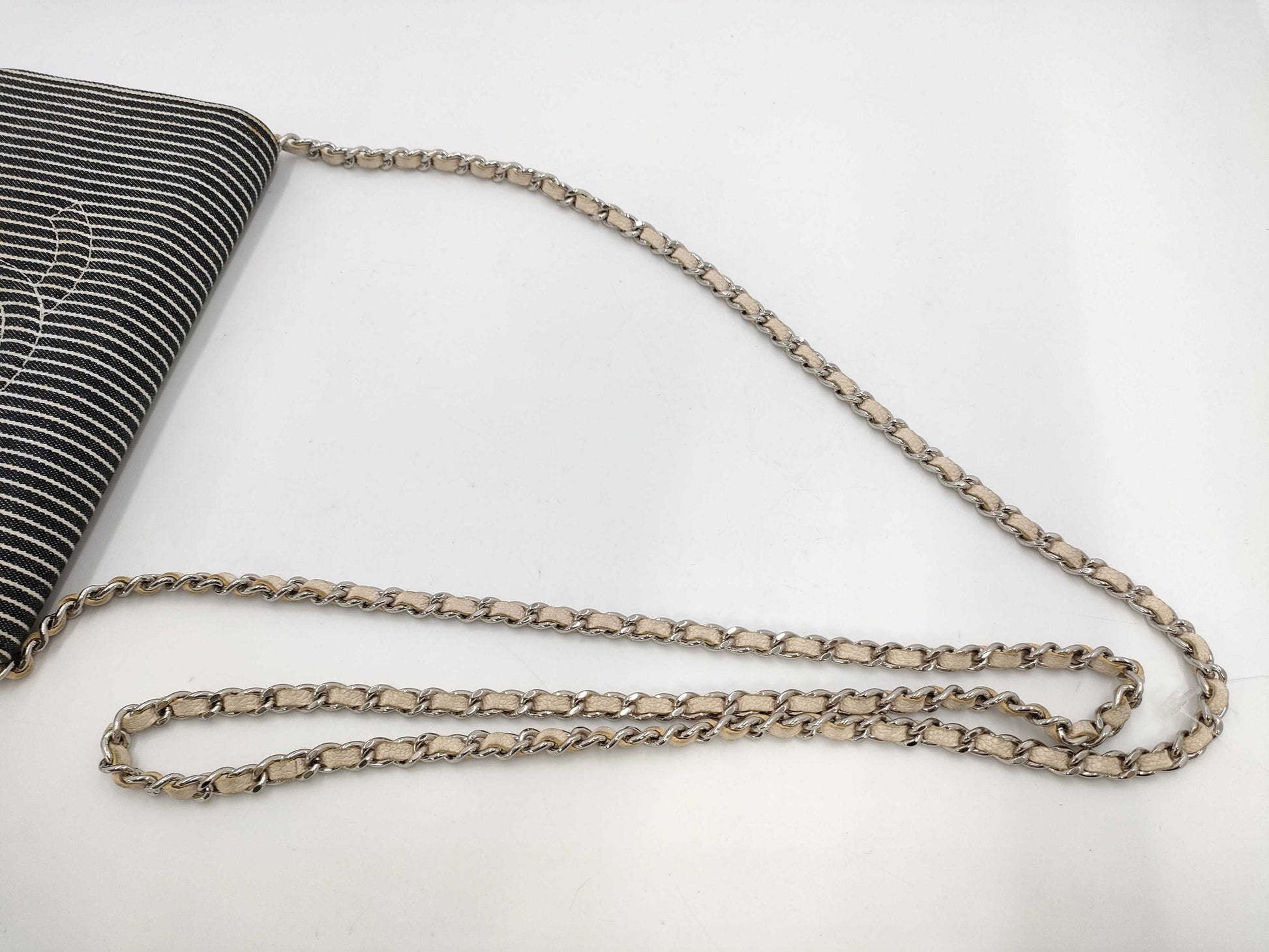 CHANEL Chain Wallet Stripe Shoulder Bag