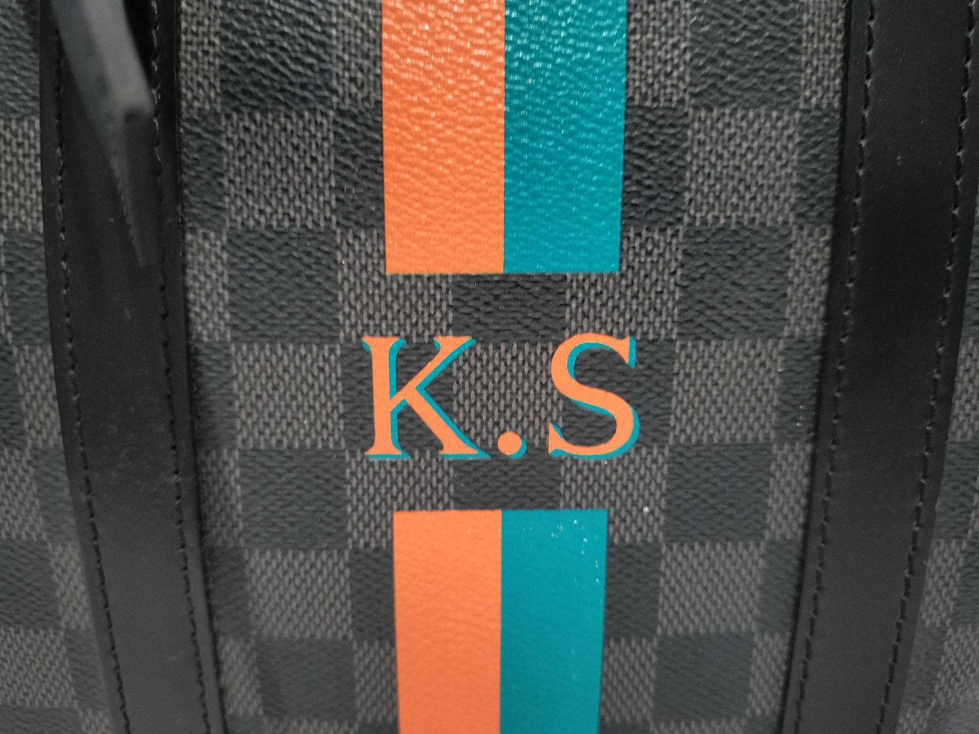 LOUIS VUITTON Damier Porte-Document Voyage Graphite Business Bag with Initials and Padlock