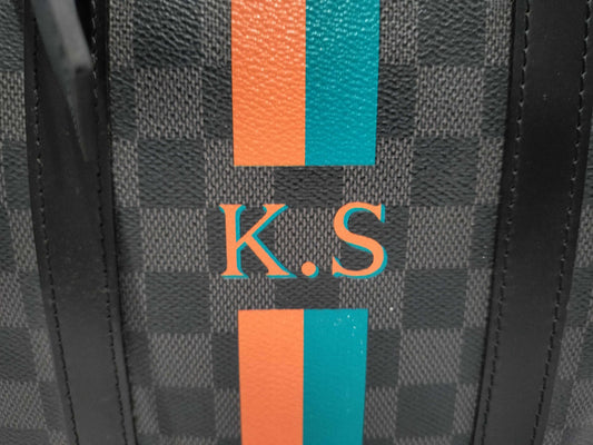 LOUIS VUITTON Damier Porte-Document Voyage Graphite Business Bag with Initials and Padlock